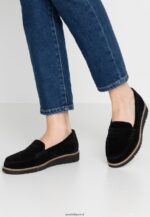 femmes mocassins confort en cuir noir 006BT1787 Anna Field