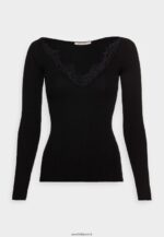 femmes pull en dentelle noir 006BT856 Anna Field