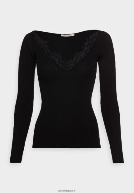 femmes pull en dentelle noir 006BT856 Anna Field