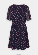 femmes robe à manches col en v robe de jour bleu foncé/rose 006BT23 Anna Field - Image 2