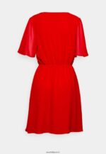 femmes robe à manches col v robe de jour rouge foncé 006BT9 Anna Field - Image 2