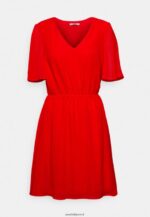 femmes robe à manches col v robe de jour rouge foncé 006BT9 Anna Field