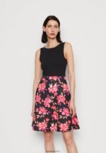 femmes robe de jour noir/rouge/violet 006BT11 Anna Field