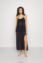 femmes robe de plage à bretelles simples accessoire de plage noir 006BT737 Anna Field