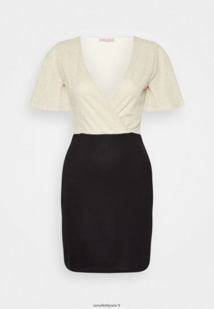 femmes robe droite or/noir 006BT206 Anna Field