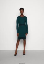 femmes robe pull vert foncé/noir 006BT201 Anna Field