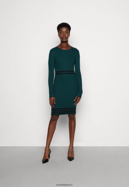 femmes robe pull vert foncé/noir 006BT201 Anna Field