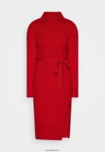femmes rollkragen ripp mini srickkleid mit grtel robe pull rouge 006BT232 Anna Field - Image 5
