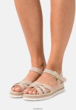 femmes sandales compensées en cuir beige 006BT1485 Anna Field