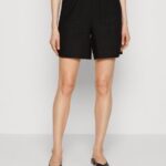 femmes short en mélange de lin noir 006BT858 Anna Field