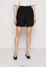 femmes short en mélange de lin noir 006BT858 Anna Field