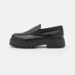 femmes slip on en cuir noir 006BT1791 Anna Field