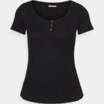 femmes t-shirt basique noir 006BT248 Anna Field