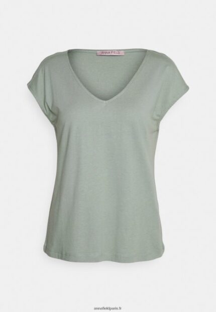 femmes t-shirt basique vert clair 006BT322 Anna Field