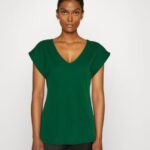 femmes t-shirt basique vert foncé 006BT326 Anna Field