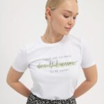 femmes t-shirt imprimé blanc 006BT239 Anna Field