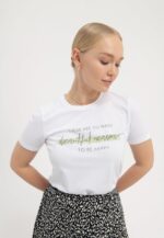 femmes t-shirt imprimé blanc 006BT239 Anna Field