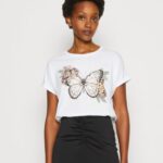 femmes t-shirt imprimé blanc 006BT333 Anna Field