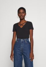 femmes t-shirt imprimé noir 006BT249 Anna Field