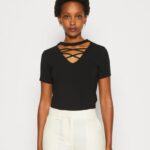 femmes t-shirt imprimé noir 006BT325 Anna Field