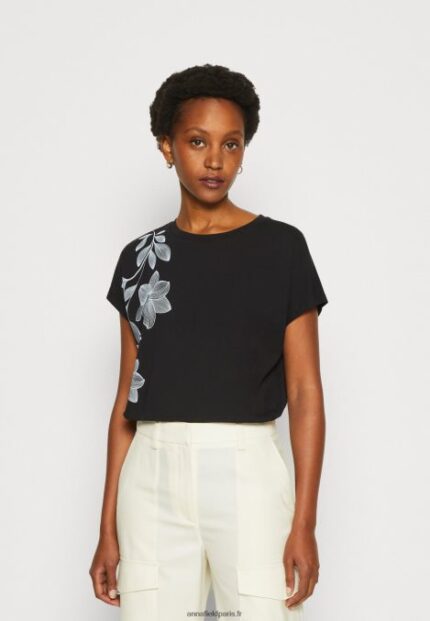femmes t-shirt imprimé noir 006BT331 Anna Field