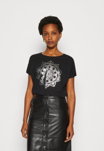 femmes t-shirt imprimé noir 006BT332 Anna Field