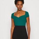 femmes t-shirt imprimé vert foncé 006BT240 Anna Field