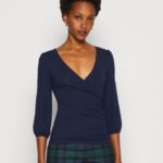 femmes top manches longues bleu foncé 006BT536 Anna Field