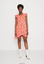 femmes volant robe courte robe de jour rouge/multicolore 006BT10 Anna Field