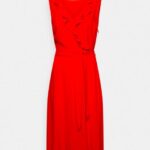 femmes volant robe mi-longue robe de jour rouge 006BT4 Anna Field